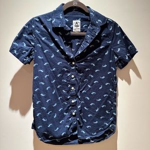 Tradlands hammerhead shark print short sleeve button down size small